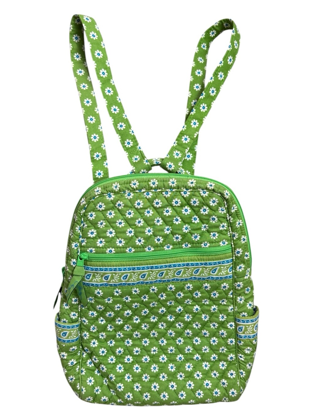 Vintage Vera Bradley “Green Apple Daisy”Retired Pattern Small Backpack Style Bag - Picture 1 of 9